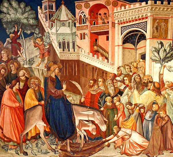 Cristo entrando en Jerusalén (1320-1330), fresco de Pietro Lorenzetti.