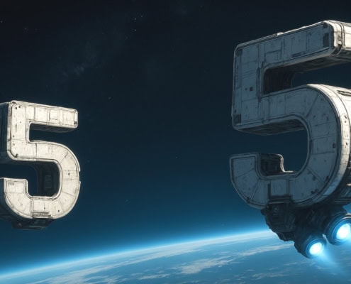 Dos naves espaciales 5 orbitando la Tierra