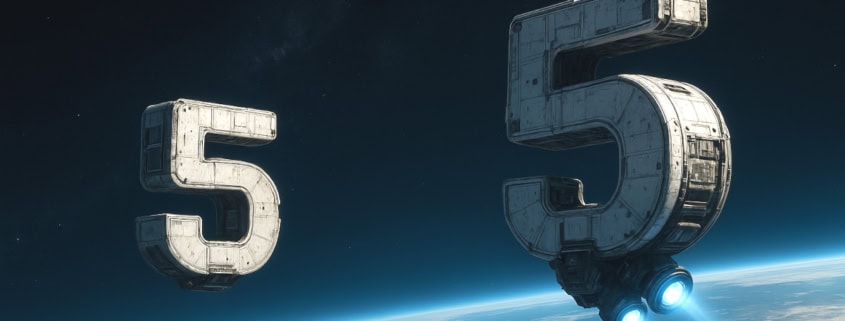 Dos naves espaciales 5 orbitando la Tierra